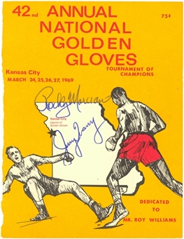 1969 Rocky Marciano & Jerry Quarry Dual Signed 42nd Annual National Golden Gloves Program Cover (JSA)